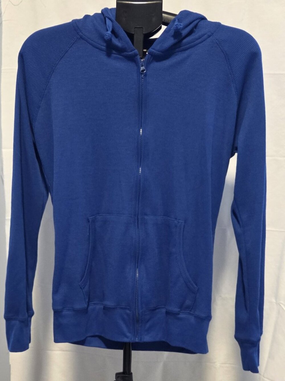 Color Story Women's Fitted Thermal Zip Up Hoodie Sweater - Royal Blue - Large